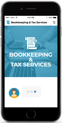 Bookkeeping and tax services chatbot template preview