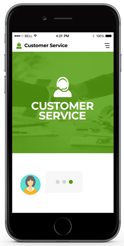 Customer service chatbot displayed on a mobile phone